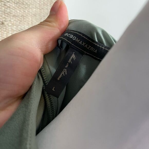 BCBGMaxazria Green Faux Suede Sleeveless Dress L - Picture 6 of 7